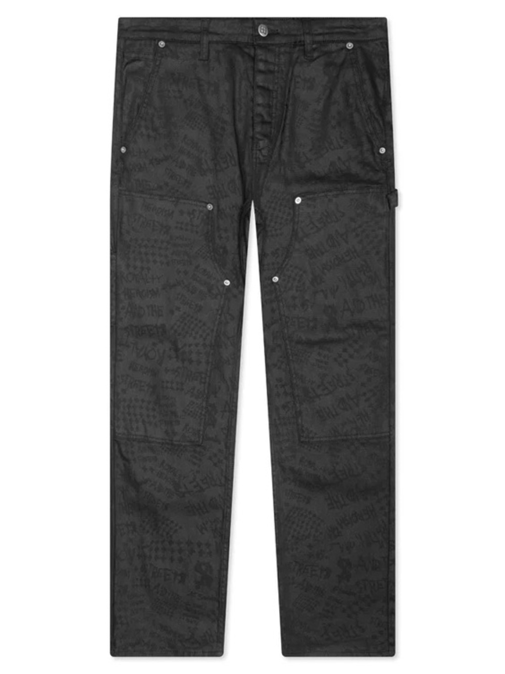 Ksubi Waxed Black Denim Jeans with Subtle All-Over Print